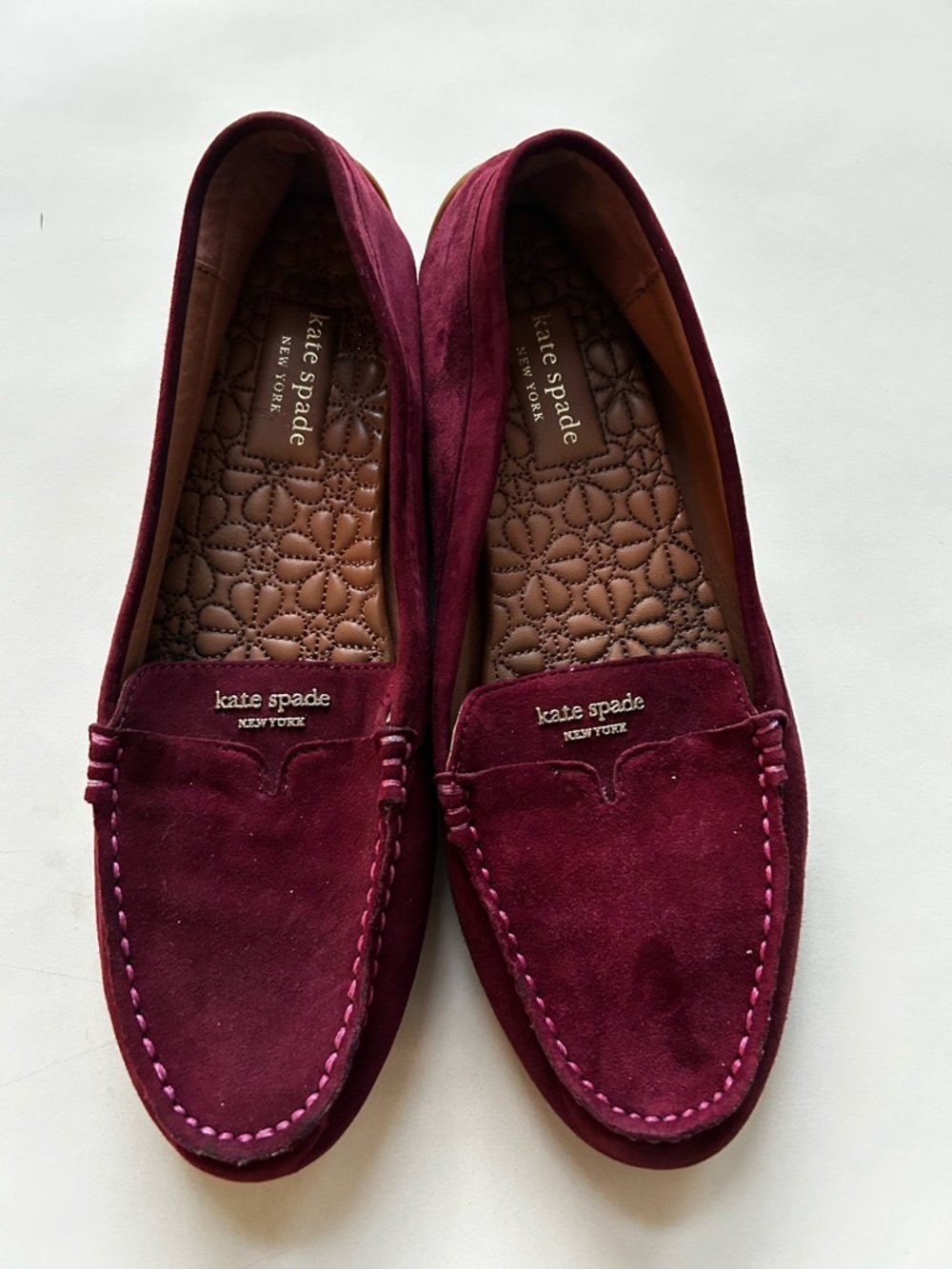 kate spade Burgundy Suede Moccasin Loafers size 9.5